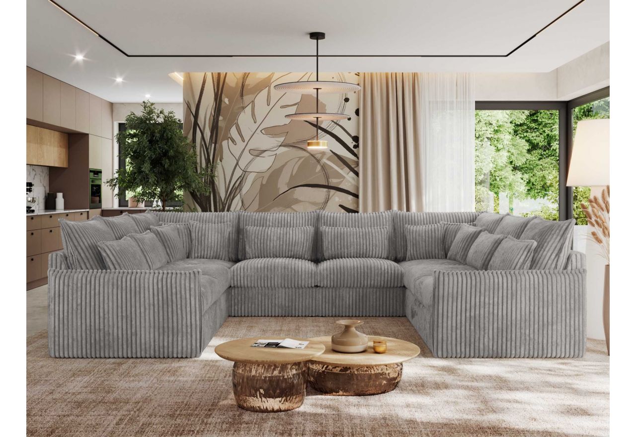 Narożnik - VERSO U 8M - uniwersalny - jasnoszary, sztruks