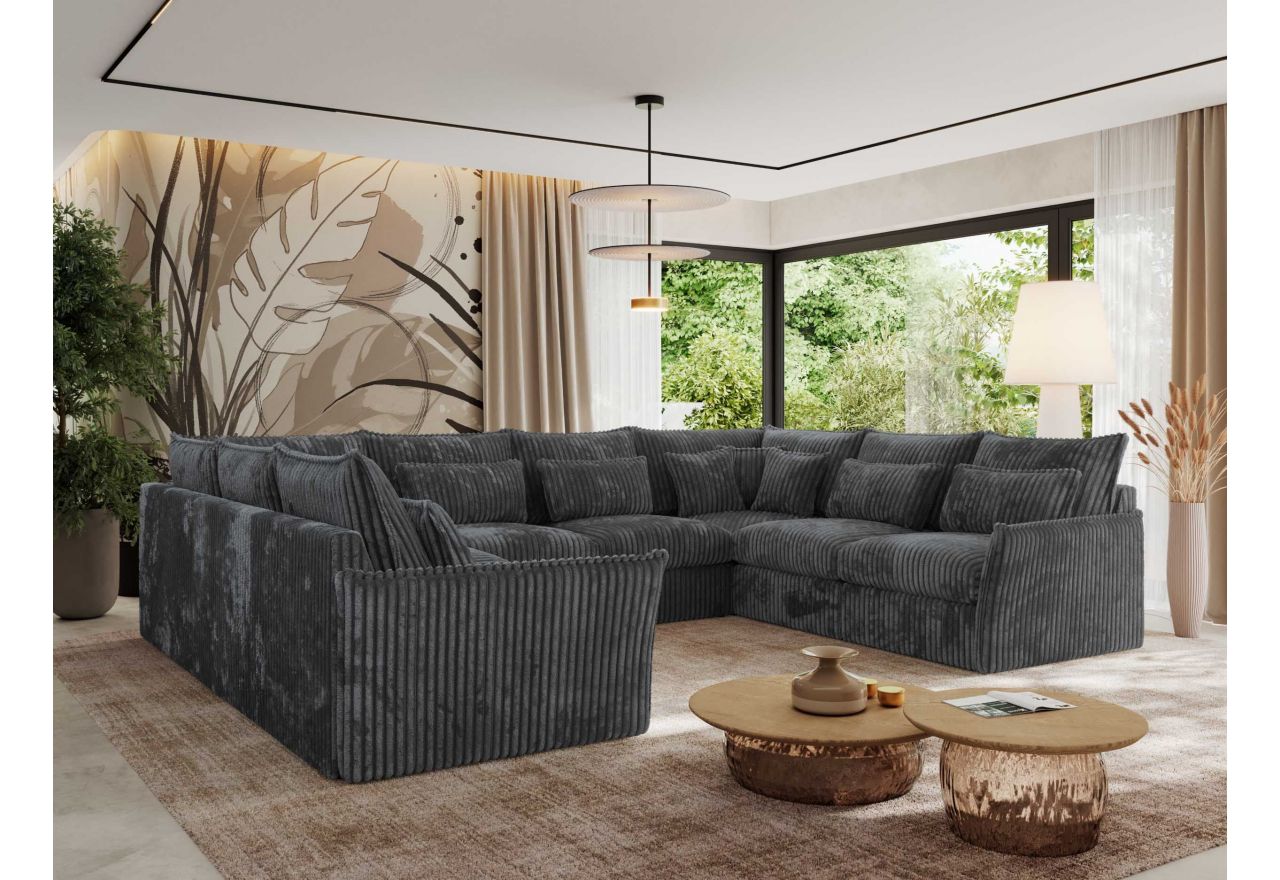 Narożnik - VERSO U 8M - uniwersalny - szary, sztruks