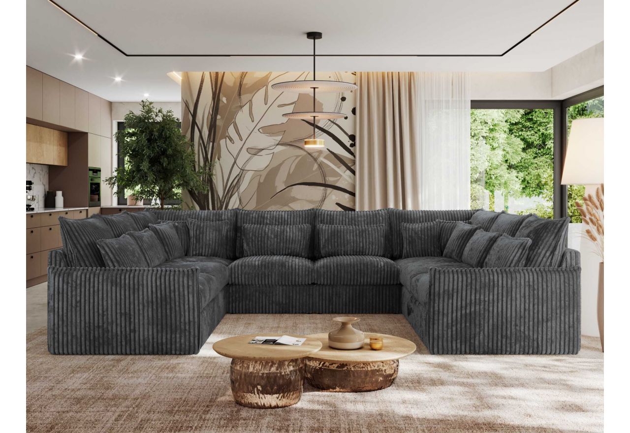 Narożnik - VERSO U 8M - uniwersalny - szary, sztruks