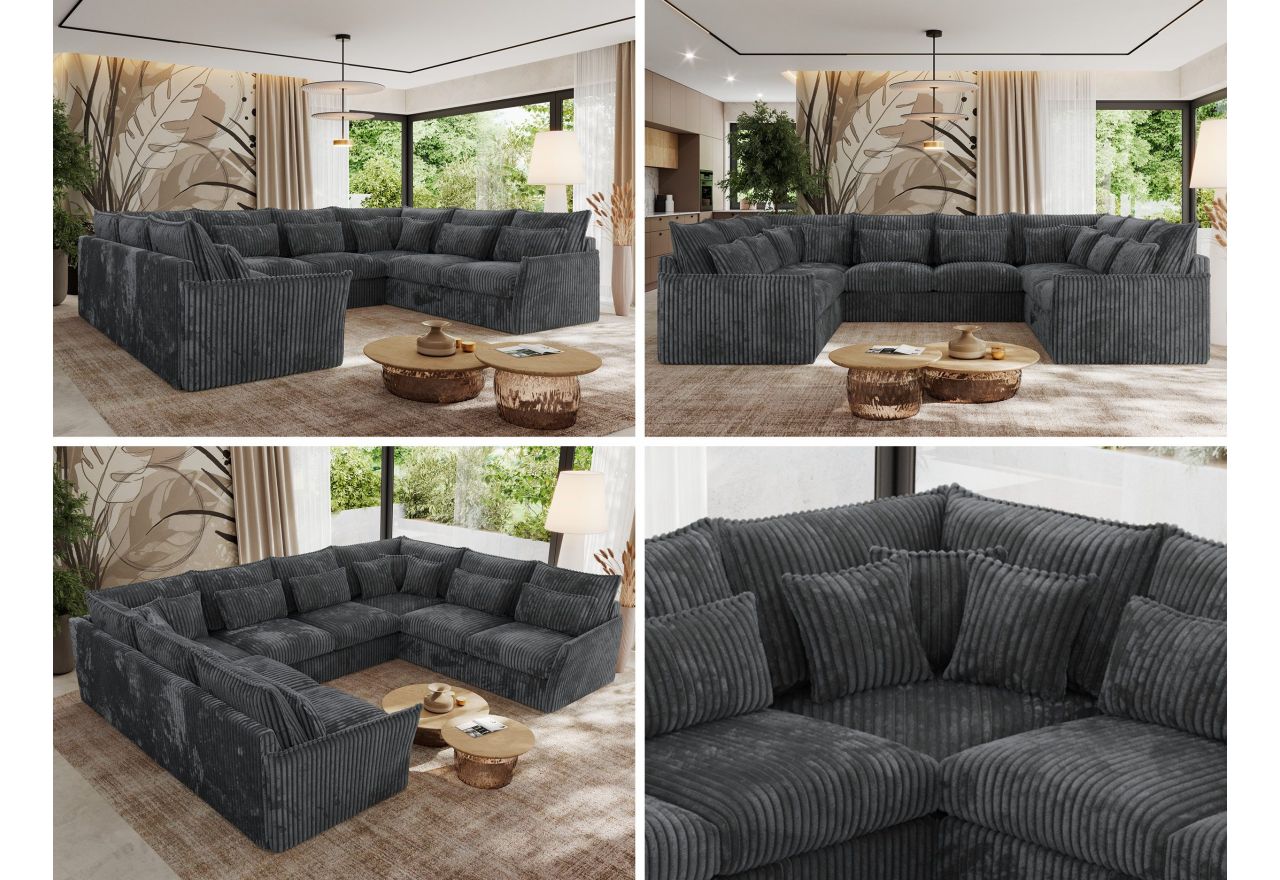 Narożnik - VERSO U 8M - uniwersalny - szary, sztruks