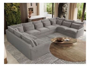 Narożnik - VERSO U 9M - uniwersalny - jasnoszary, plusz