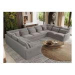 Narożnik - VERSO U 9M - uniwersalny - jasnoszary, plusz