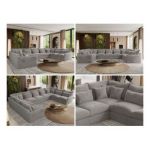 Narożnik - VERSO U 9M - uniwersalny - jasnoszary, plusz