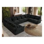 Narożnik - VERSO U 9M - uniwersalny - ciemnoszary, plusz