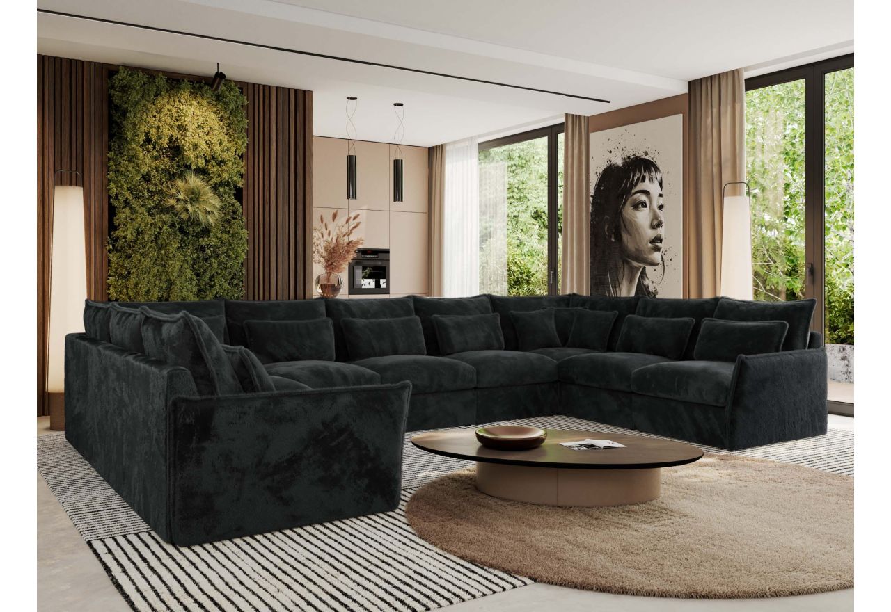 Narożnik - VERSO U 9M - uniwersalny - ciemnoszary, plusz