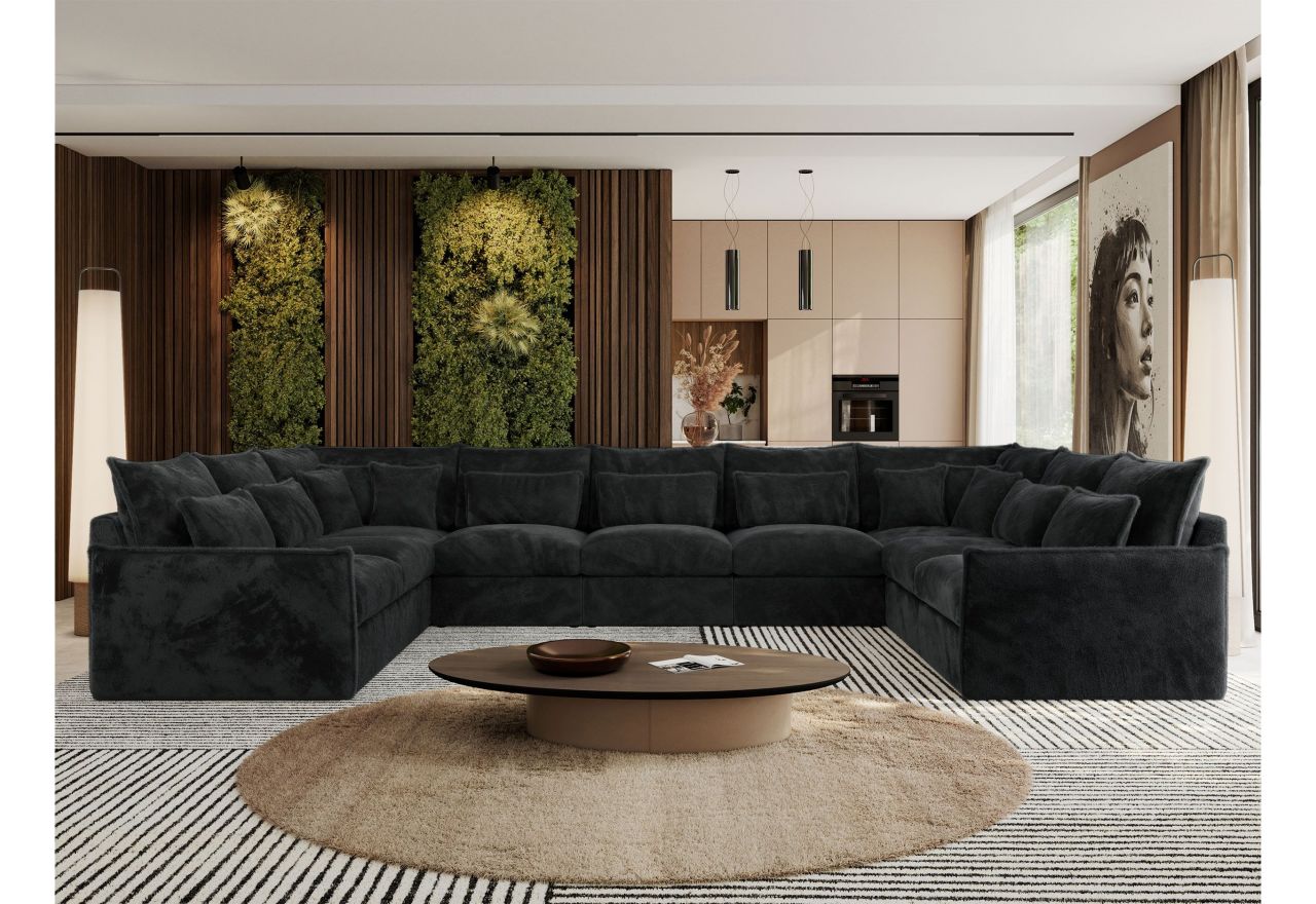 Narożnik - VERSO U 9M - uniwersalny - ciemnoszary, plusz