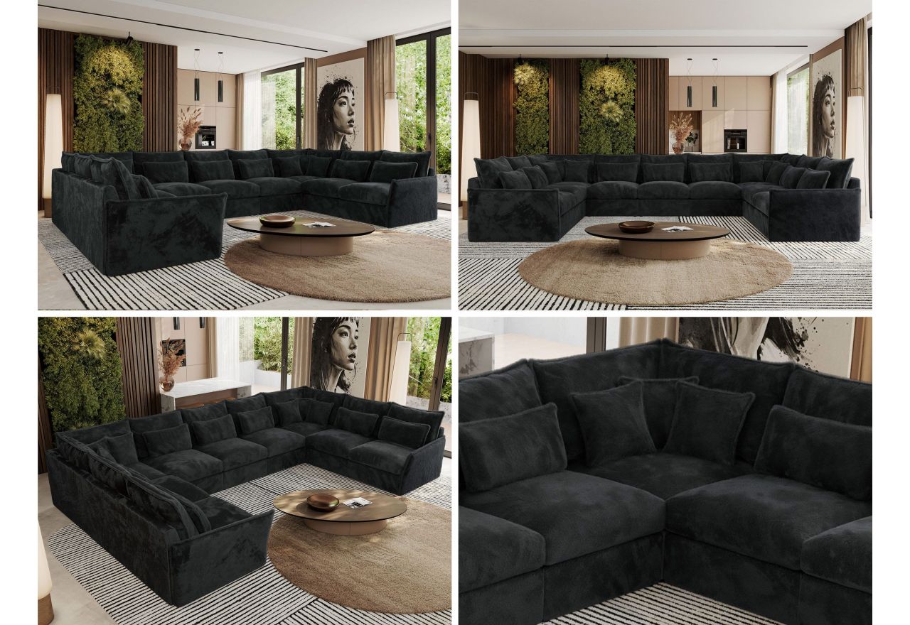 Narożnik - VERSO U 9M - uniwersalny - ciemnoszary, plusz