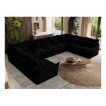 Narożnik - VERSO U 9M - uniwersalny - czarny, plusz