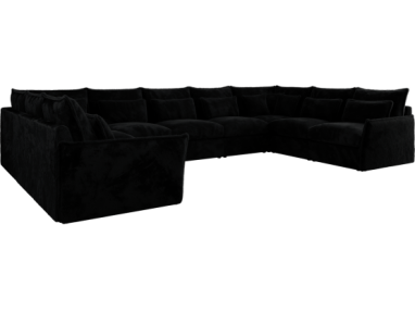 Narożnik - VERSO U 9M - uniwersalny - czarny, plusz