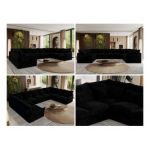 Narożnik - VERSO U 9M - uniwersalny - czarny, plusz