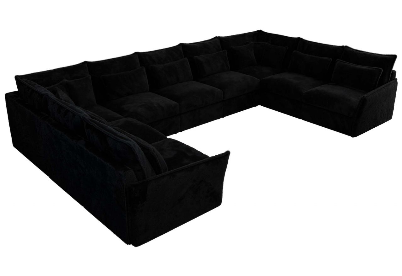 Narożnik - VERSO U 9M - uniwersalny - czarny, plusz