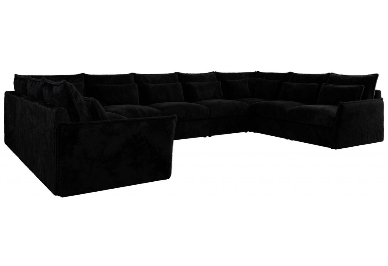 Narożnik - VERSO U 9M - uniwersalny - czarny, plusz