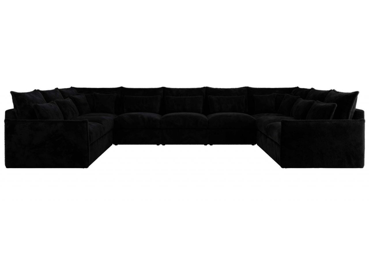 Narożnik - VERSO U 9M - uniwersalny - czarny, plusz