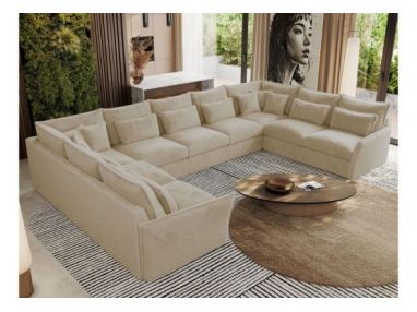 Narożnik - VERSO U 9M - uniwersalny - kremowy, plusz