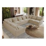 Narożnik - VERSO U 9M - uniwersalny - kremowy, plusz