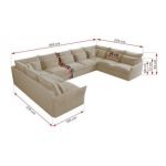 Narożnik - VERSO U 9M - uniwersalny - kremowy, plusz