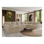 Narożnik - VERSO U 9M - uniwersalny - kremowy, plusz