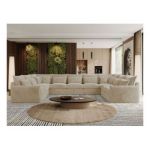 Narożnik - VERSO U 9M - uniwersalny - kremowy, plusz