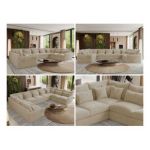 Narożnik - VERSO U 9M - uniwersalny - kremowy, plusz