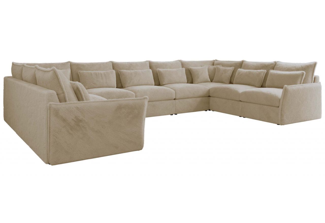 Narożnik - VERSO U 9M - uniwersalny - kremowy, plusz