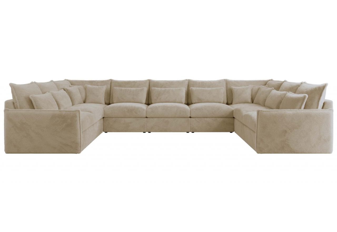 Narożnik - VERSO U 9M - uniwersalny - kremowy, plusz