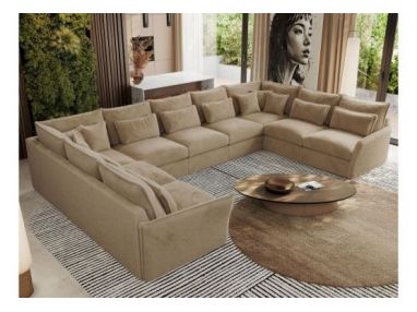 Narożnik - VERSO U 9M - uniwersalny - beżowy, plusz