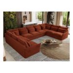 Narożnik - VERSO U 9M - uniwersalny - pomarańczowy, plusz