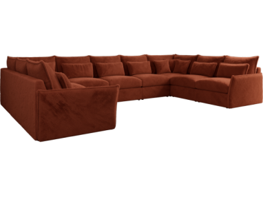 Narożnik - VERSO U 9M - uniwersalny - pomarańczowy, plusz