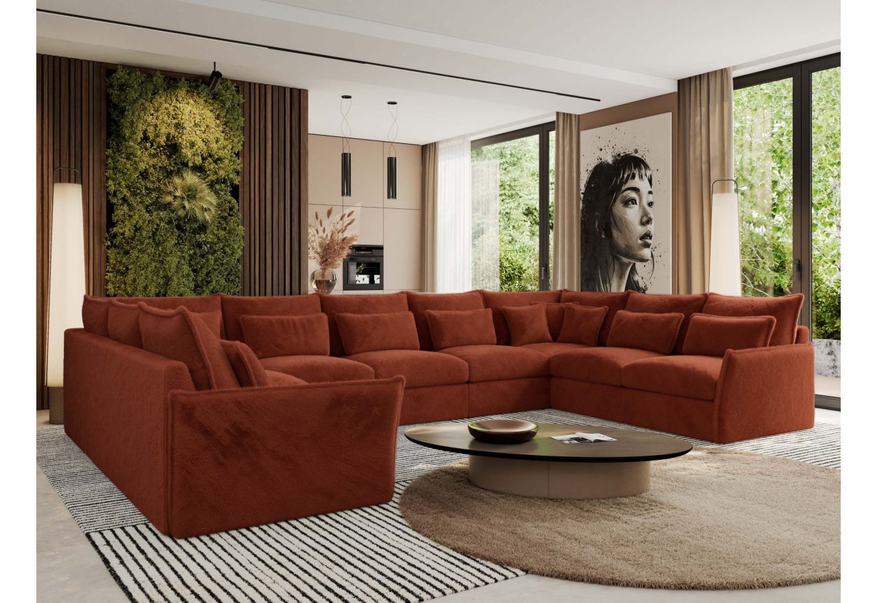 Narożnik - VERSO U 9M - uniwersalny - pomarańczowy, plusz