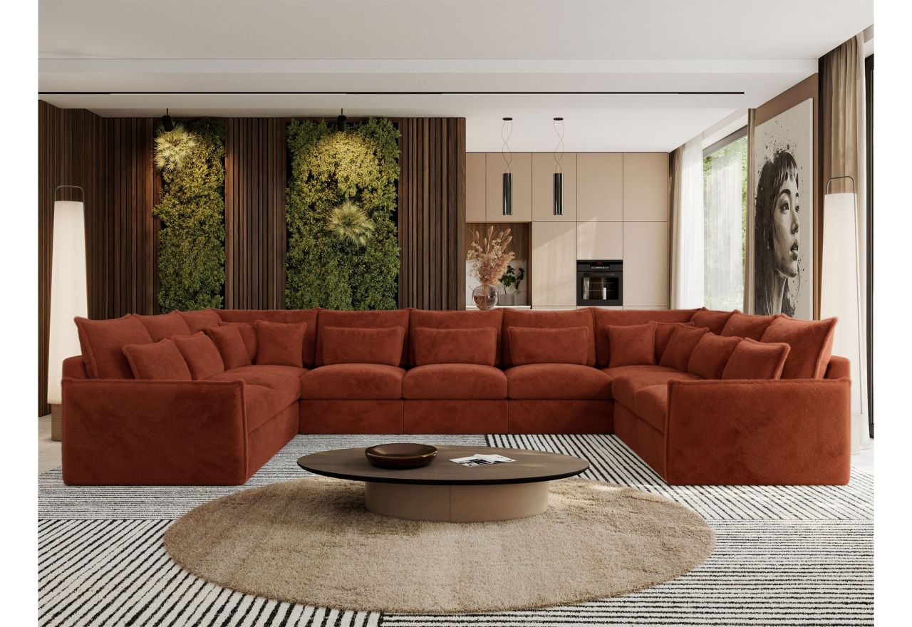 Narożnik - VERSO U 9M - uniwersalny - pomarańczowy, plusz