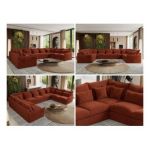 Narożnik - VERSO U 9M - uniwersalny - pomarańczowy, plusz