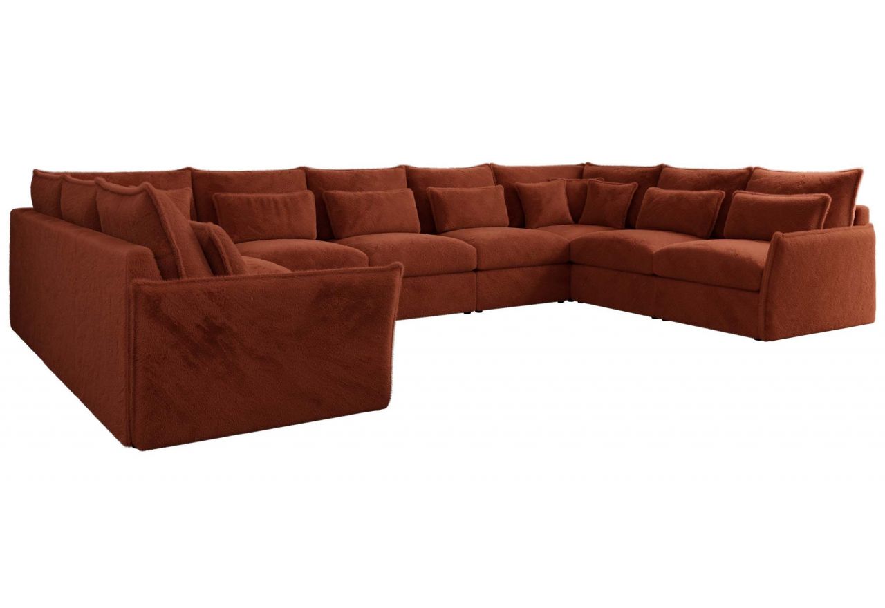 Narożnik - VERSO U 9M - uniwersalny - pomarańczowy, plusz