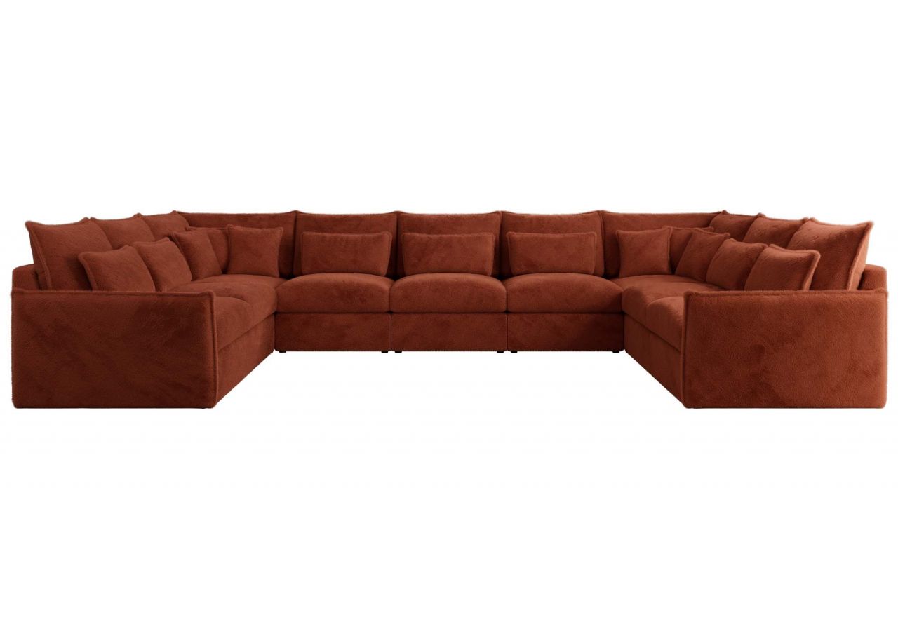 Narożnik - VERSO U 9M - uniwersalny - pomarańczowy, plusz