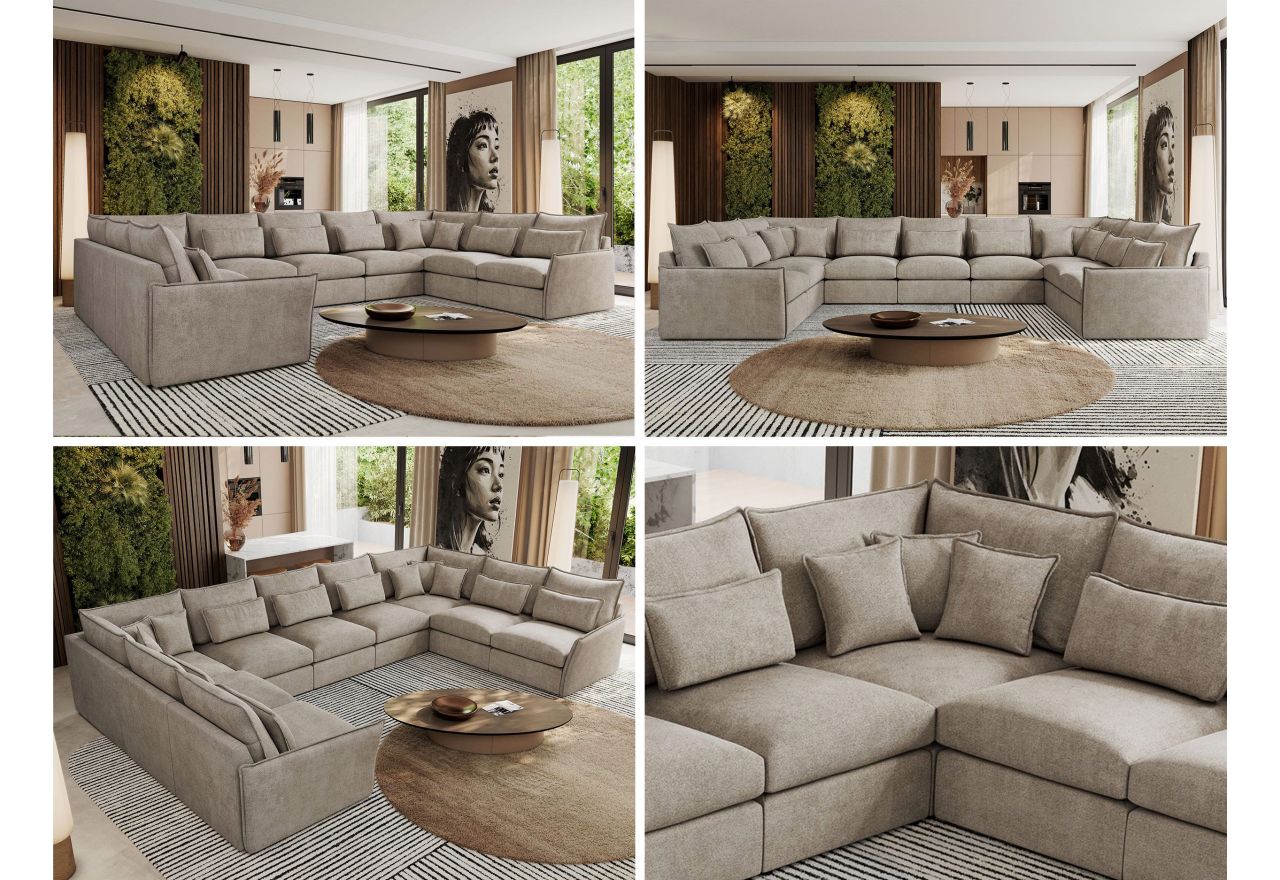 Narożnik - VERSO U 9M - uniwersalny - beżowy, struktura