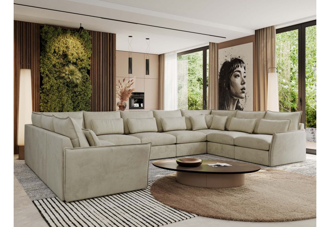 Narożnik - VERSO U 9M - uniwersalny - beżowy, welvet