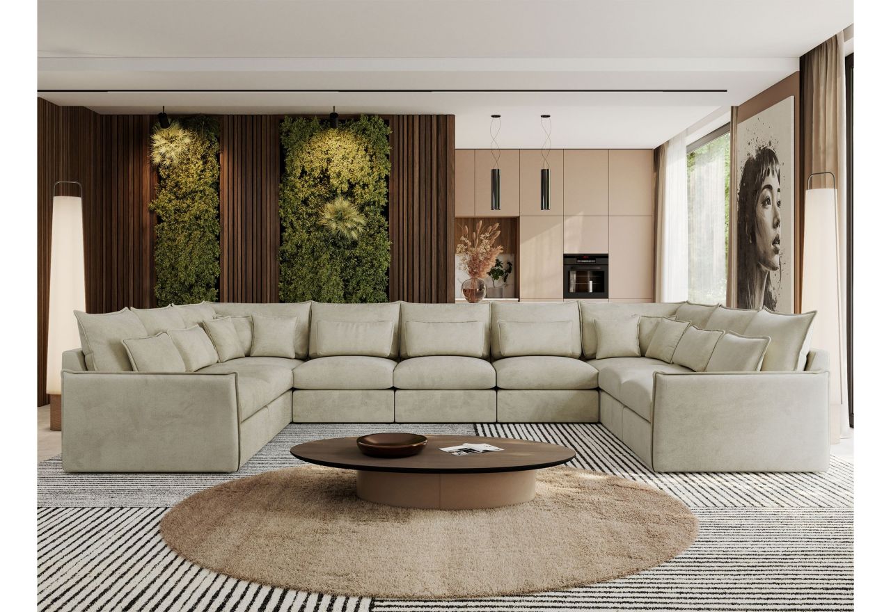 Narożnik - VERSO U 9M - uniwersalny - beżowy, welvet