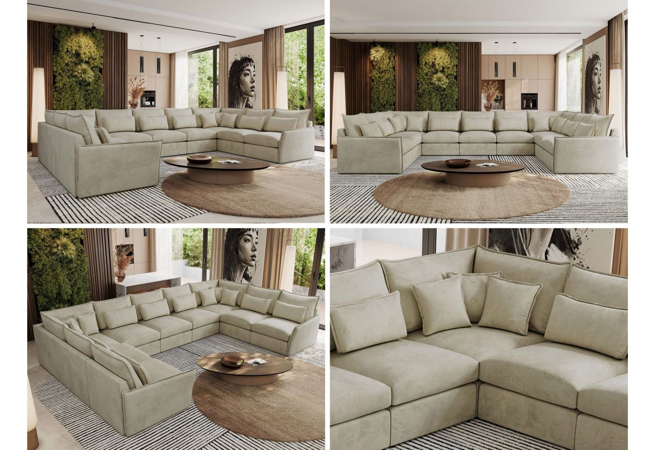 Narożnik - VERSO U 9M - uniwersalny - beżowy, welvet