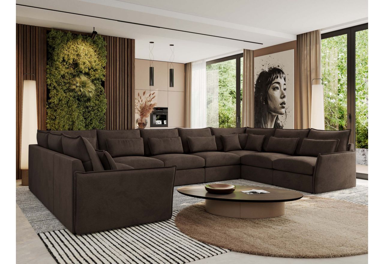 Narożnik - VERSO U 9M - uniwersalny - brązowy, welvet