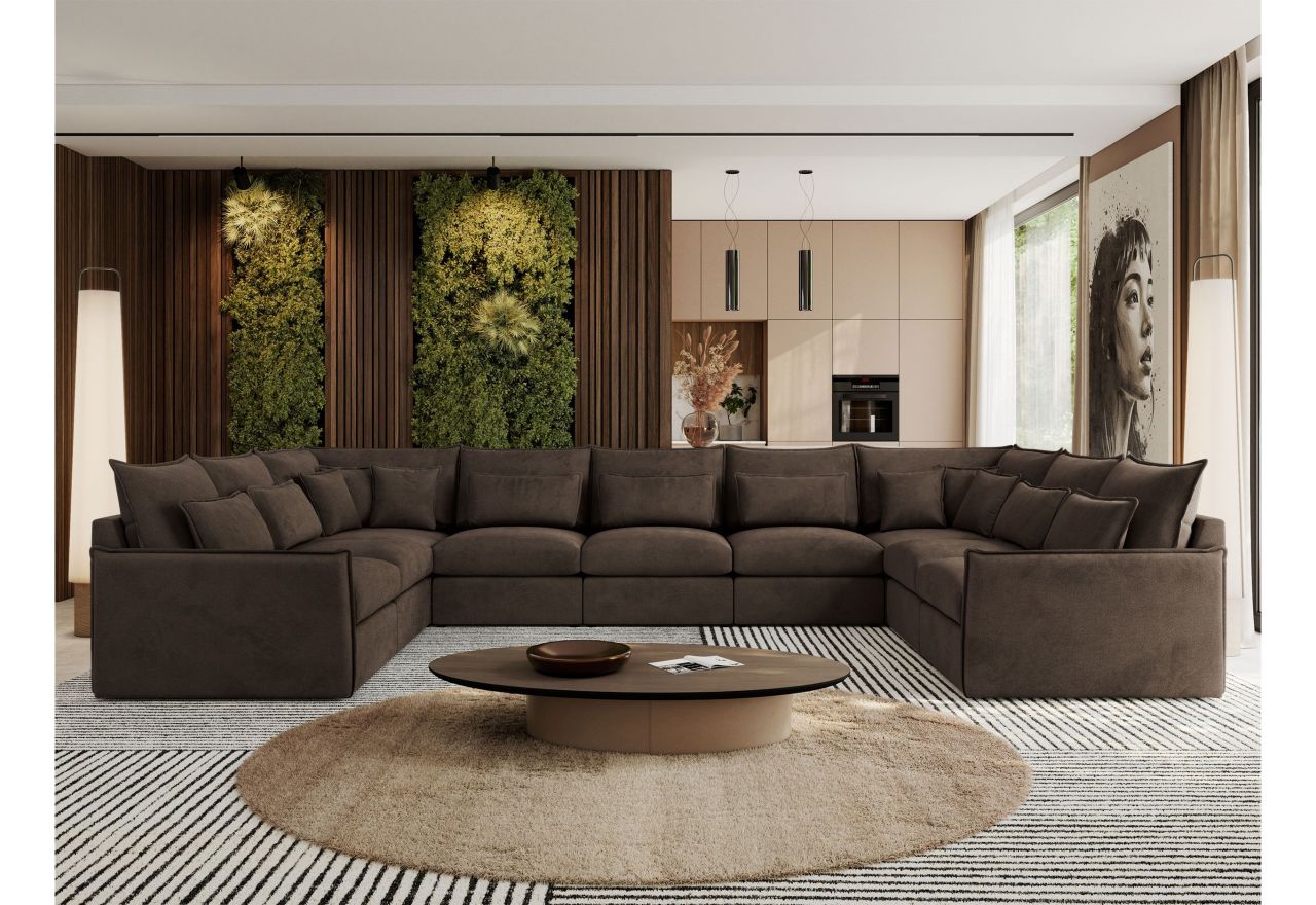 Narożnik - VERSO U 9M - uniwersalny - brązowy, welvet