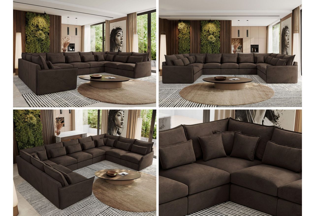 Narożnik - VERSO U 9M - uniwersalny - brązowy, welvet