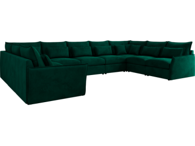 Narożnik - VERSO U 9M - uniwersalny - ciemnozielony, welvet