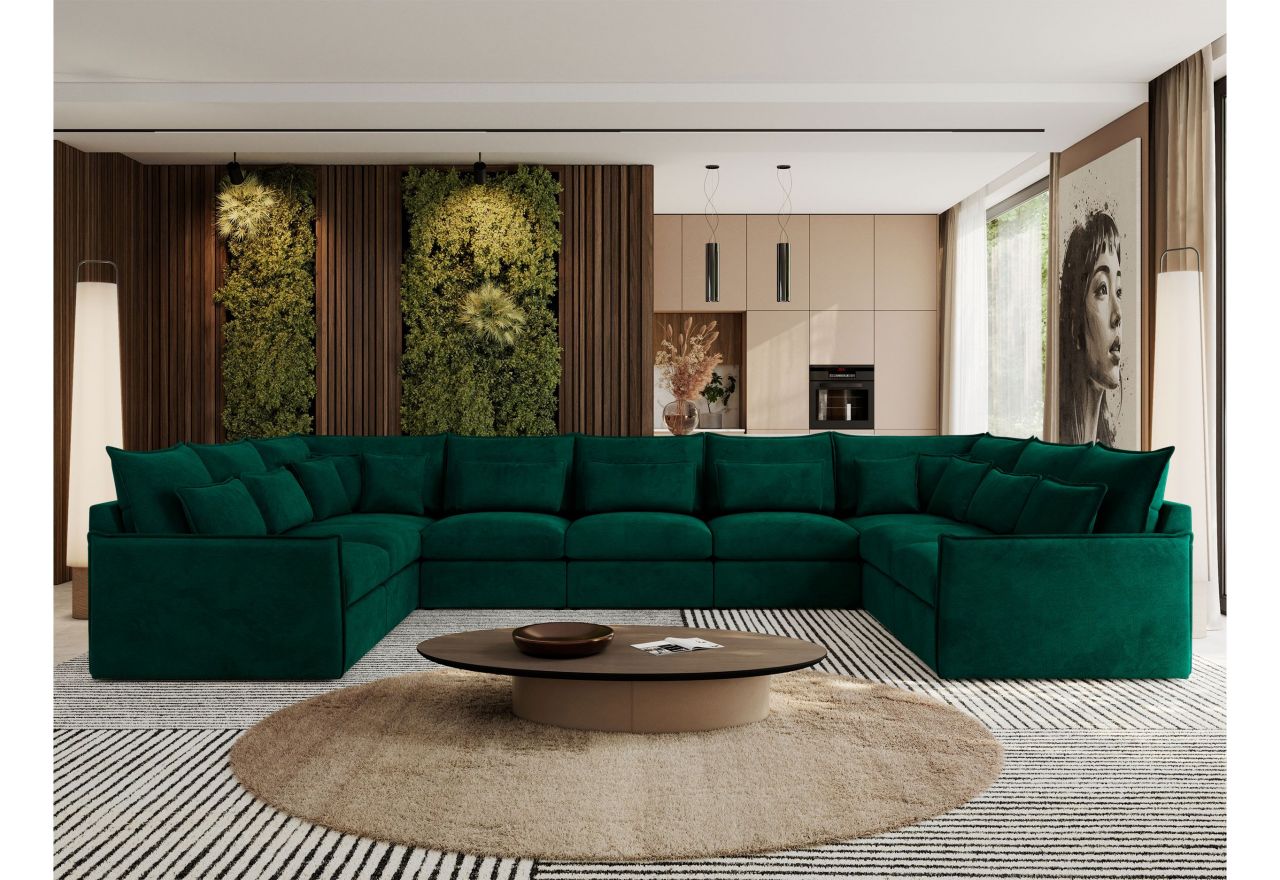 Narożnik - VERSO U 9M - uniwersalny - ciemnozielony, welvet