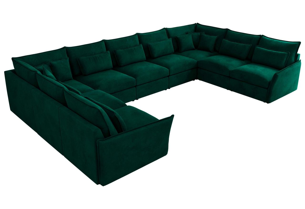 Narożnik - VERSO U 9M - uniwersalny - ciemnozielony, welvet