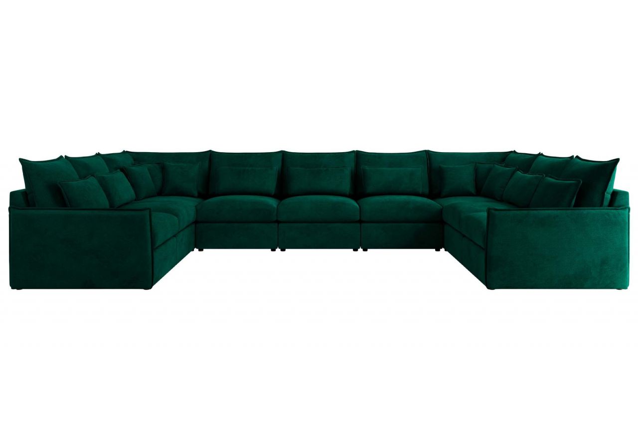 Narożnik - VERSO U 9M - uniwersalny - ciemnozielony, welvet