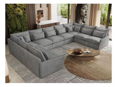 Narożnik - VERSO U 9M - uniwersalny - jasnoszary, welvet