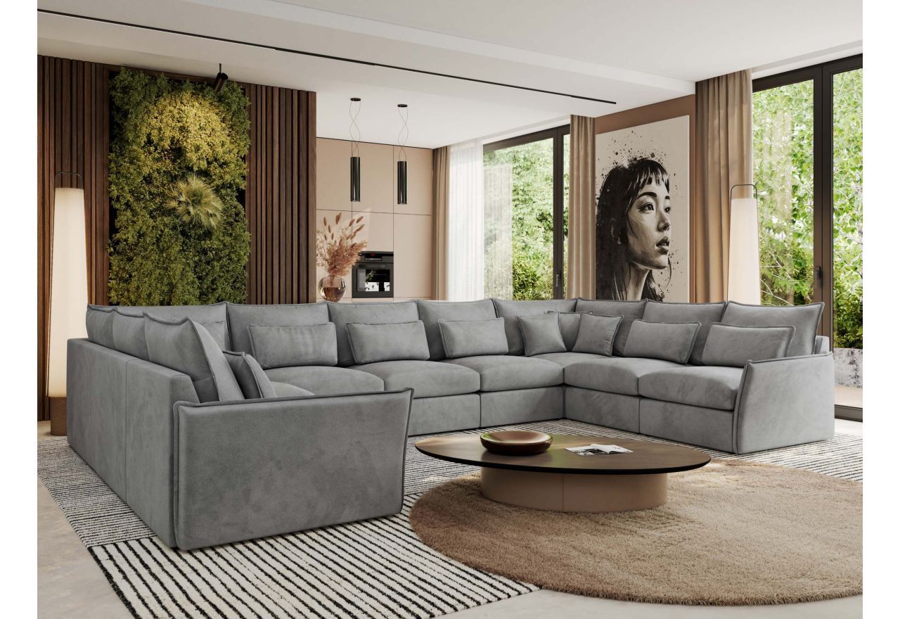 Narożnik - VERSO U 9M - uniwersalny - jasnoszary, welvet