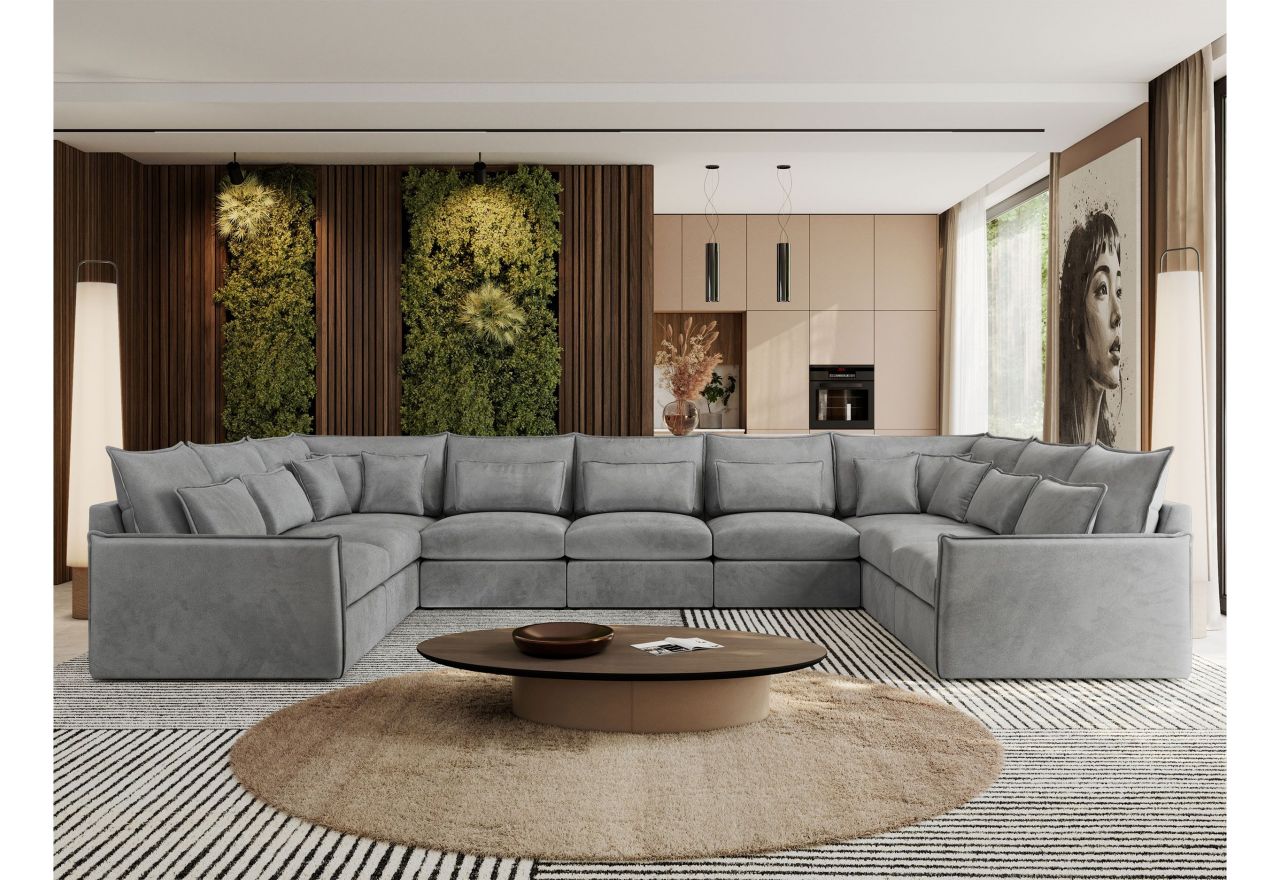 Narożnik - VERSO U 9M - uniwersalny - jasnoszary, welvet