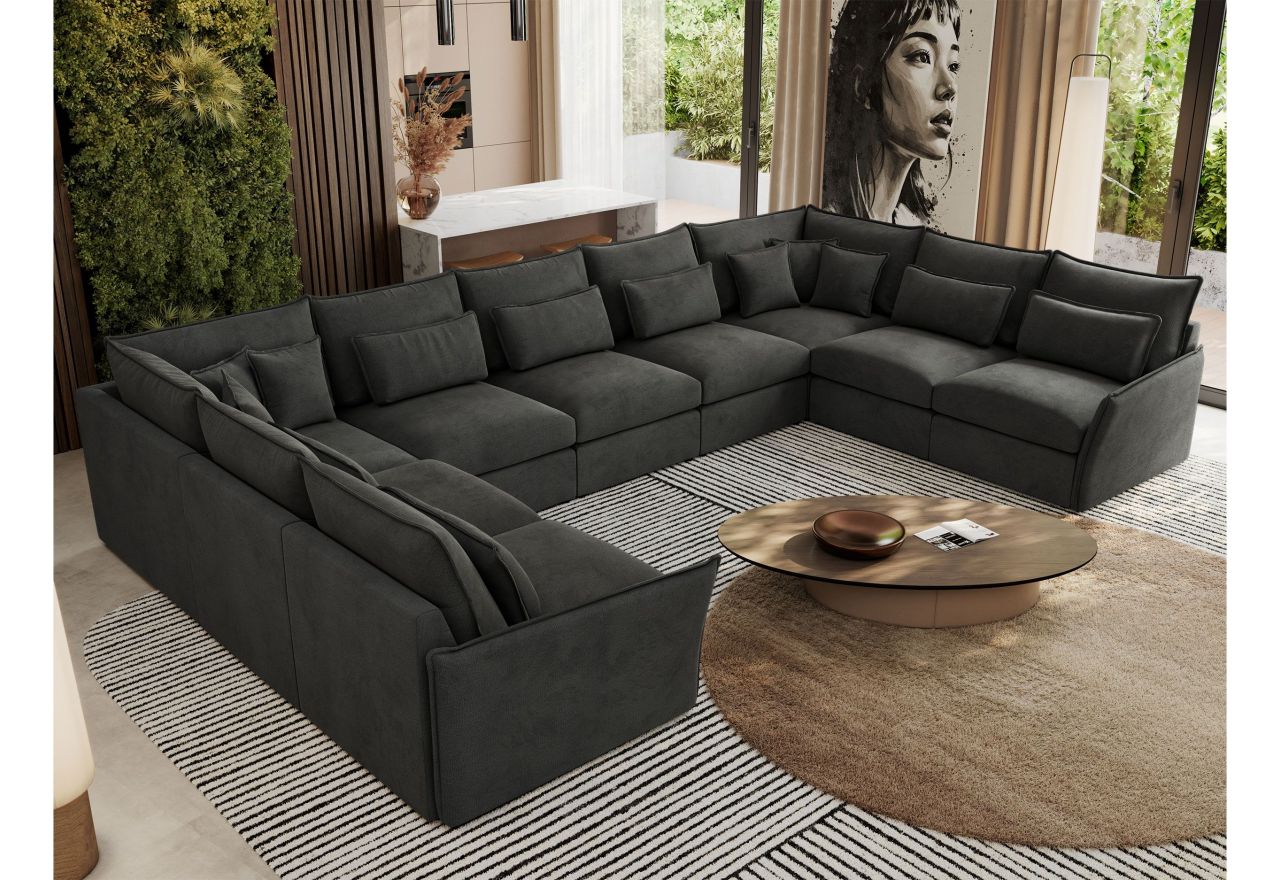 Narożnik - VERSO U 9M - uniwersalny - ciemnoszary, welvet