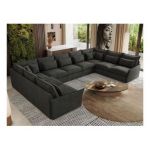 Narożnik - VERSO U 9M - uniwersalny - ciemnoszary, welvet