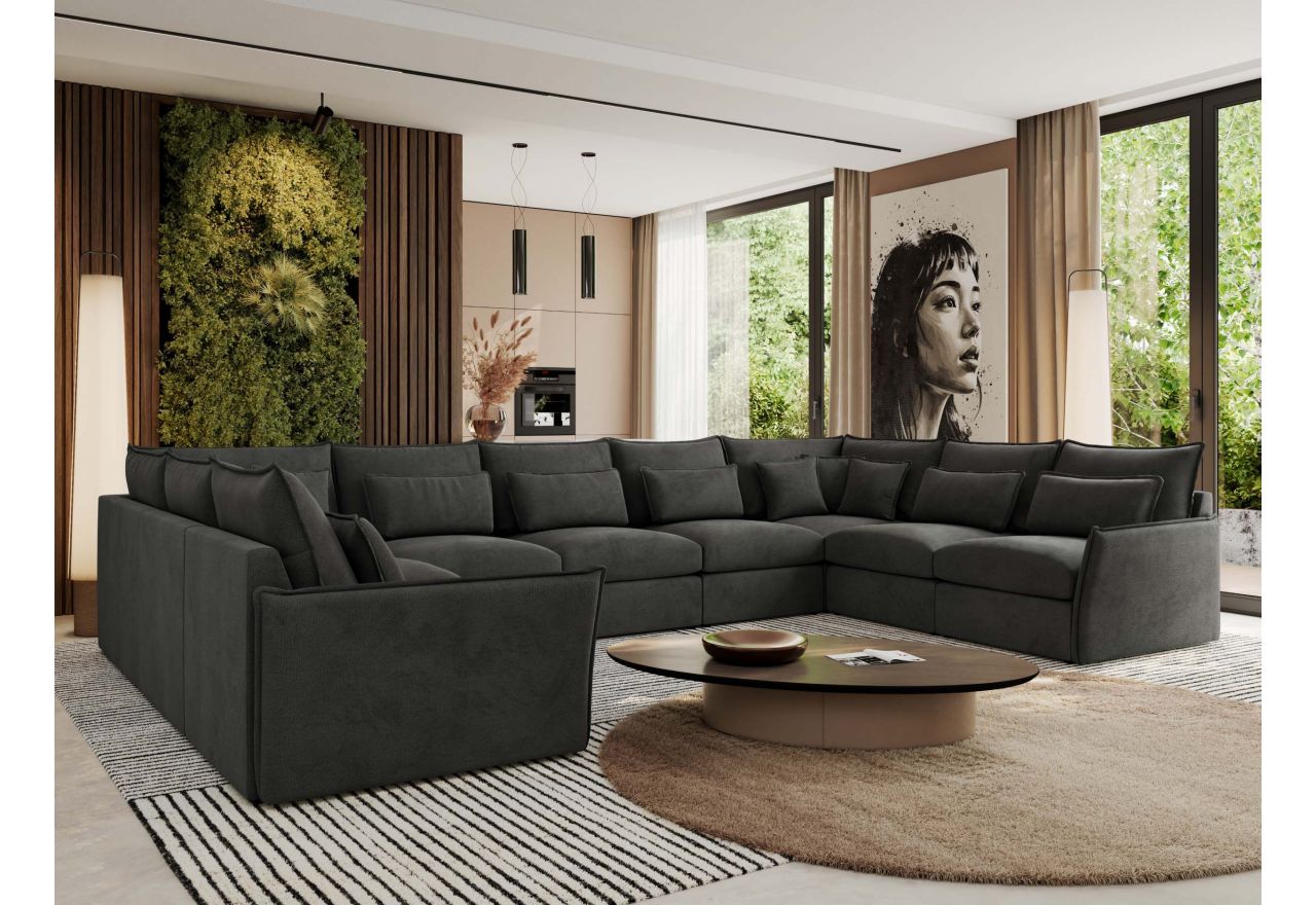 Narożnik - VERSO U 9M - uniwersalny - ciemnoszary, welvet